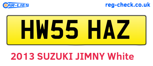HW55HAZ are the vehicle registration plates.