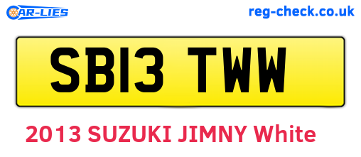 SB13TWW are the vehicle registration plates.