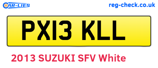 PX13KLL are the vehicle registration plates.