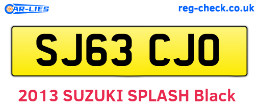 SJ63CJO are the vehicle registration plates.