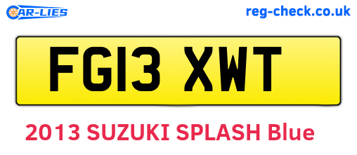 FG13XWT are the vehicle registration plates.