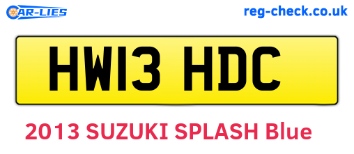 HW13HDC are the vehicle registration plates.