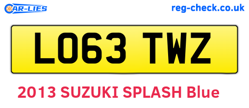 LO63TWZ are the vehicle registration plates.