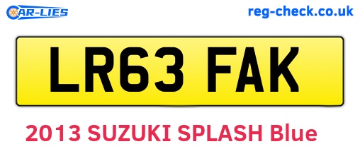 LR63FAK are the vehicle registration plates.