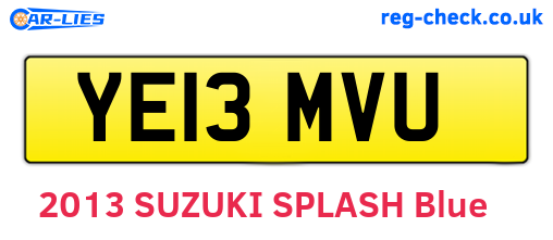 YE13MVU are the vehicle registration plates.