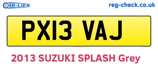 PX13VAJ are the vehicle registration plates.