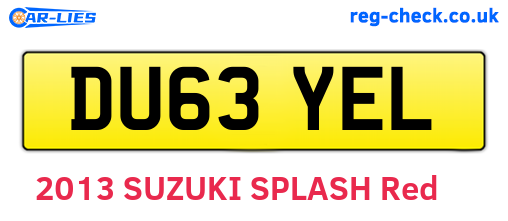 DU63YEL are the vehicle registration plates.