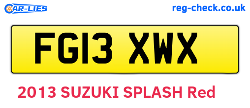 FG13XWX are the vehicle registration plates.