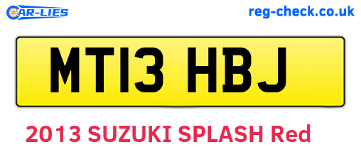 MT13HBJ are the vehicle registration plates.