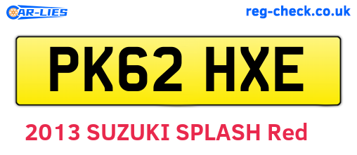 PK62HXE are the vehicle registration plates.