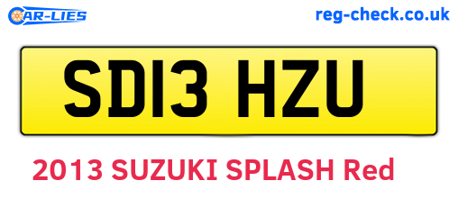 SD13HZU are the vehicle registration plates.