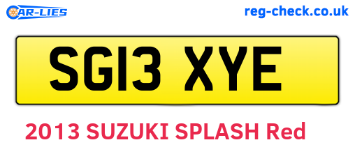 SG13XYE are the vehicle registration plates.