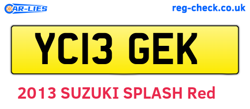 YC13GEK are the vehicle registration plates.