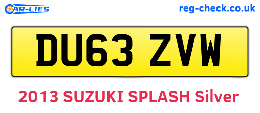DU63ZVW are the vehicle registration plates.