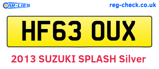 HF63OUX are the vehicle registration plates.