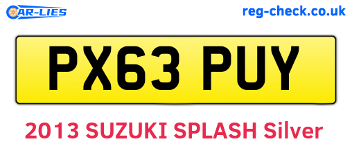 PX63PUY are the vehicle registration plates.