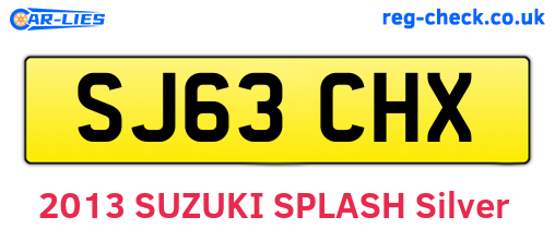 SJ63CHX are the vehicle registration plates.
