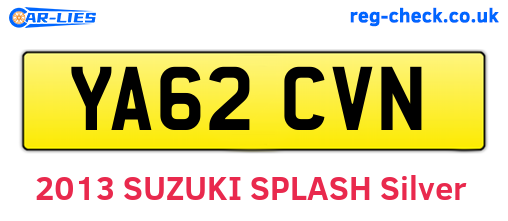 YA62CVN are the vehicle registration plates.