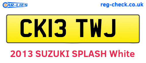 CK13TWJ are the vehicle registration plates.