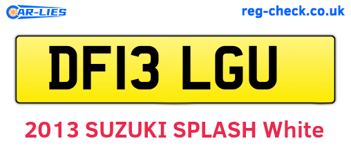 DF13LGU are the vehicle registration plates.