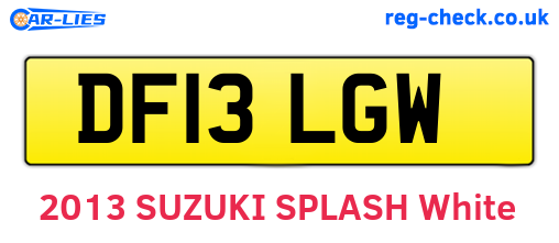 DF13LGW are the vehicle registration plates.