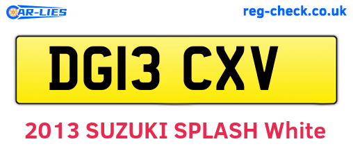 DG13CXV are the vehicle registration plates.