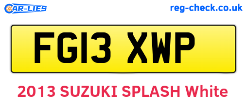 FG13XWP are the vehicle registration plates.