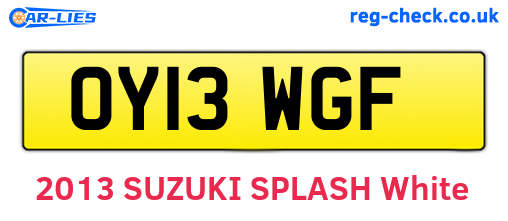 OY13WGF are the vehicle registration plates.