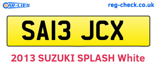 SA13JCX are the vehicle registration plates.