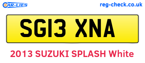 SG13XNA are the vehicle registration plates.