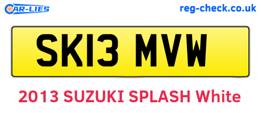 SK13MVW are the vehicle registration plates.