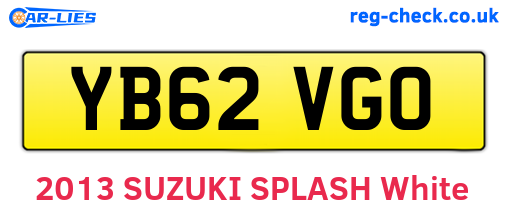 YB62VGO are the vehicle registration plates.
