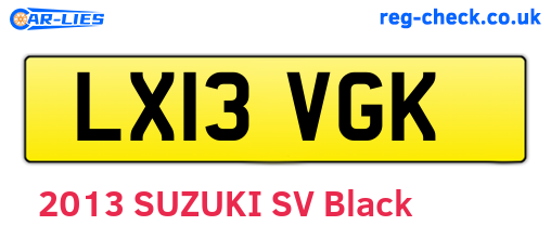 LX13VGK are the vehicle registration plates.