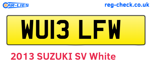 WU13LFW are the vehicle registration plates.