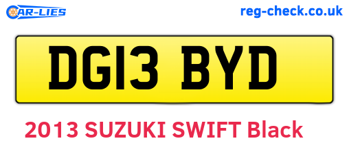 DG13BYD are the vehicle registration plates.