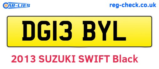 DG13BYL are the vehicle registration plates.