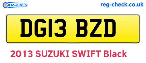 DG13BZD are the vehicle registration plates.