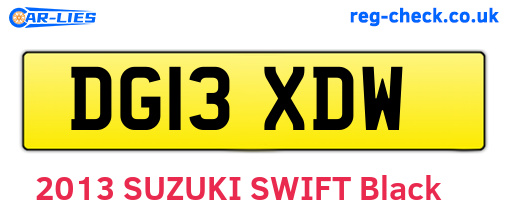 DG13XDW are the vehicle registration plates.