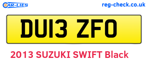 DU13ZFO are the vehicle registration plates.