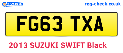 FG63TXA are the vehicle registration plates.