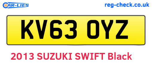 KV63OYZ are the vehicle registration plates.