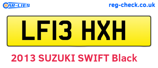 LF13HXH are the vehicle registration plates.