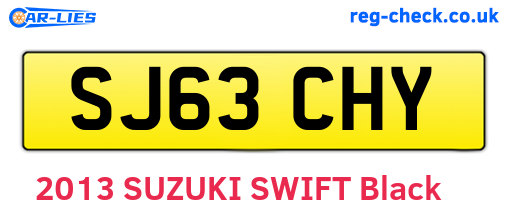 SJ63CHY are the vehicle registration plates.
