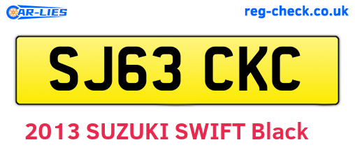 SJ63CKC are the vehicle registration plates.