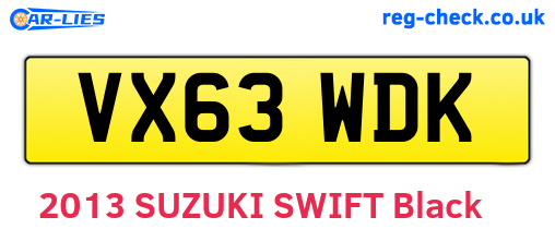 VX63WDK are the vehicle registration plates.
