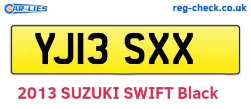 YJ13SXX are the vehicle registration plates.