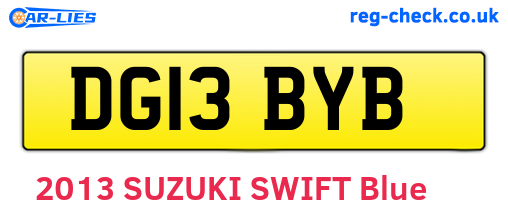 DG13BYB are the vehicle registration plates.