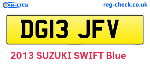 DG13JFV are the vehicle registration plates.
