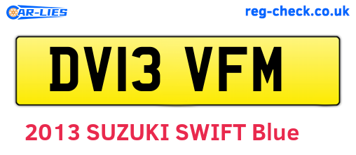 DV13VFM are the vehicle registration plates.