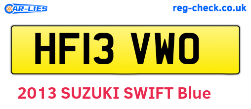 HF13VWO are the vehicle registration plates.